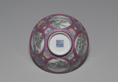 图片[3]-Bowl with panels of landscape in falangcai polychrome enamels on a red ground, Qing dynasty, Qianlong reign (1736-1795)-China Archive